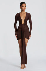 Tara Mini Dress - Plum Brown