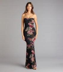 Midnight Romance Floral Mesh Maxi Dress