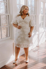 Dream Come True Applique Mini Dress in Cream Curves
