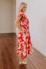 Honey And Hibiscus Floral Midi Dress