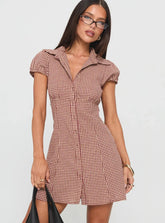Kavira Tie Bust Shirt Dress Red Gingham