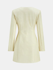 Floral Metal Button Faux Leather Mini Dress