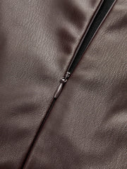 Faux Leather Waist Ruched Dress