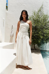 Lexi Loves Shoulder Maxi Dress Beige