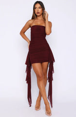 Valentine Muse Strapless Mini Dress Deep Burgundy