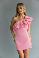 Edith One Shoulder Ruffle Mini Dress