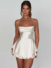 Open Back Satin Mini Dress White