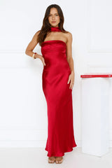 Precious Pearl Satin Maxi Dress Maroon