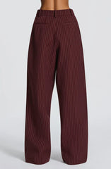 Kirsty Pants - Burgundy Pinstripe