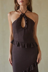Vanita Ruffled Halter Maxi Dress