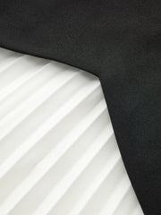 Long Sleeve Color-Block Pleated Dress