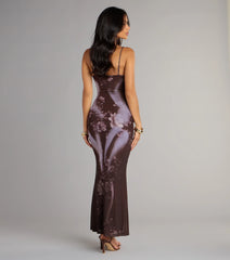 Moonlit Bloom Abstract Floral Maxi Dress
