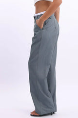 Grey Tailored Pants Boxer Wide Leg