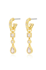 LUV AJ Bezel Stone Charm Huggies