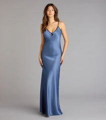 Blaire Satin Keyhole Slip Formal Dress