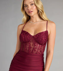 Masie Lace Corset Lace-Up Mini Dress