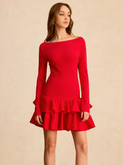 Long Sleeve Tiered Ruffle Mini Dress