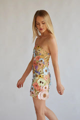 Candice Strapless Floral Lace Mini Dress