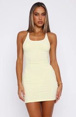 Since The Beginning Ribbed Mini Dress Lemon